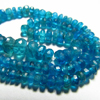 15 inches Full Strand Gorgeous - NEON BLUE APATITE - Faceted Rondell Beads size - 3 - 6 mm approx